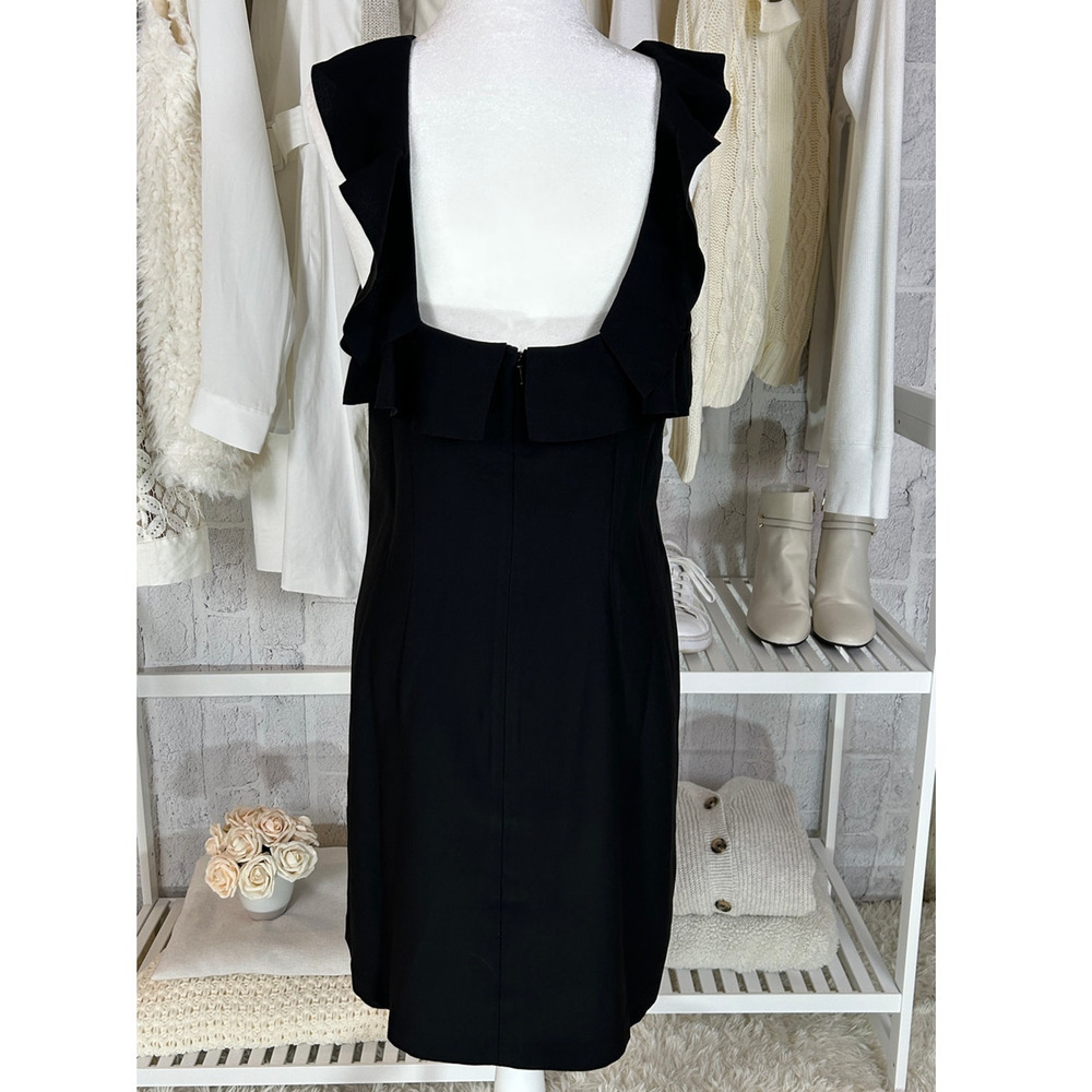Banana Republic Women's Size 8 Tall Black Cross front Ruffle Strap Dress #0281 - Picture 6 of 13